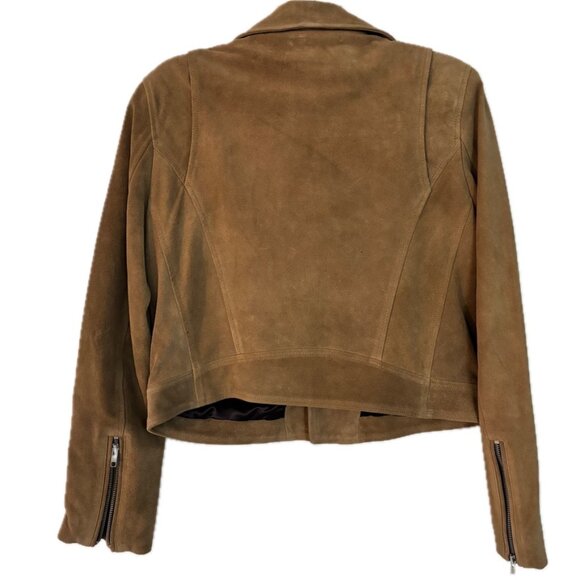 😊Jason Wu Suede Leather Moto Biker Jacket Desert Camel Womens Size M NWT $428 - Picture 3 of 9